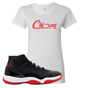 Jordan 11 Bred Chi-raq White Sneaker Hook Up Women's T-Shirt