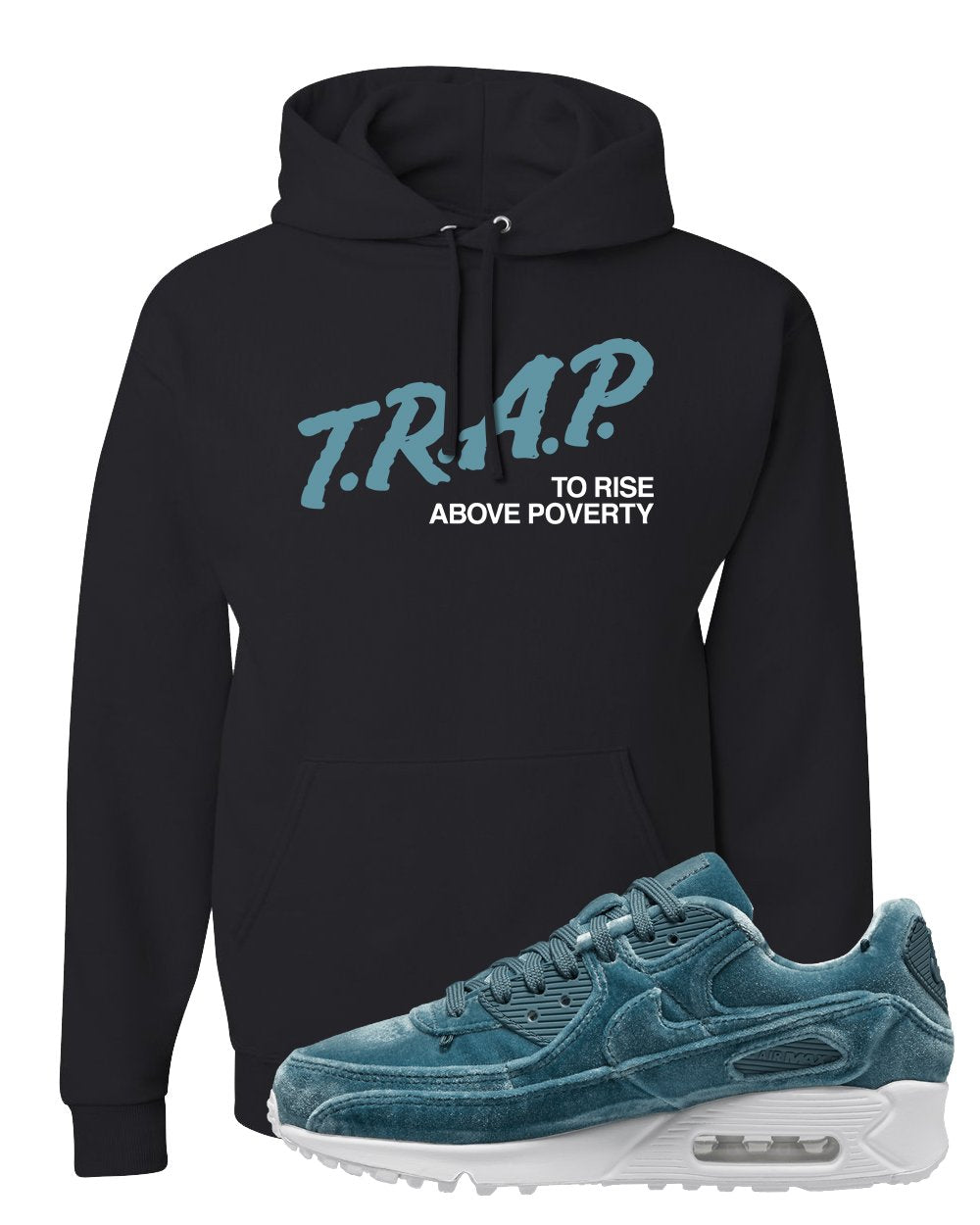 Blue Velvet 90s Hoodie | Trap To Rise Above Poverty, Black