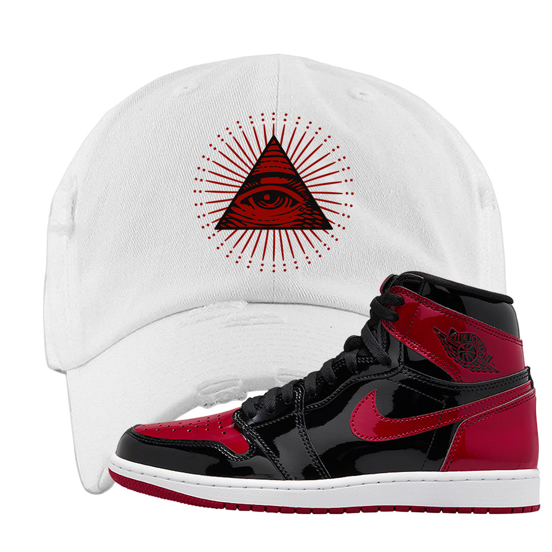 Patent Bred 1s Distressed Dad Hat | All Seeing Eye, White