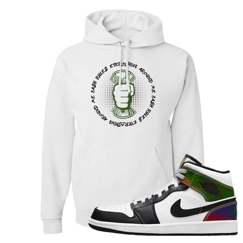 Color Change Mid 1s Hoodie | Cash Rules Everything Around Me, White