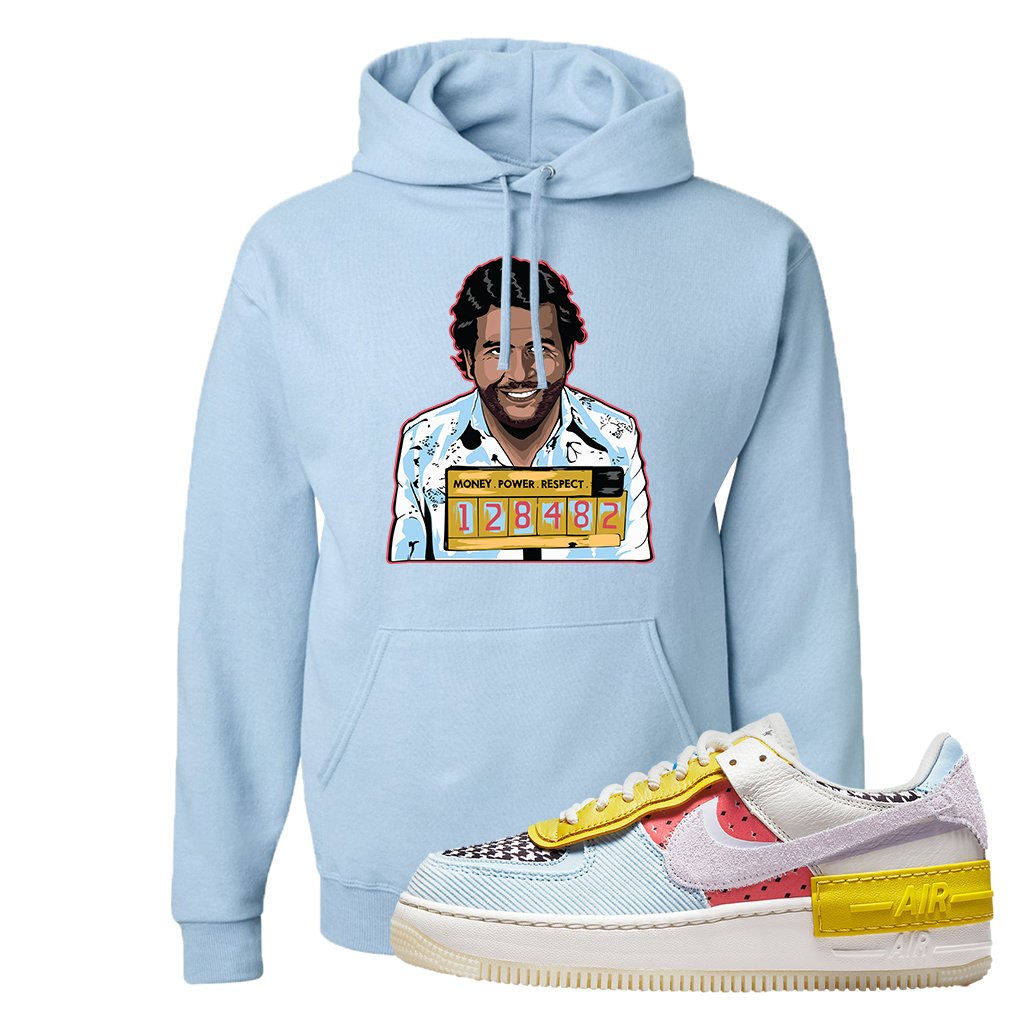 Air Force 1 Shadow Multi-Color Hoodie | Escobar Illustration, Light Blue