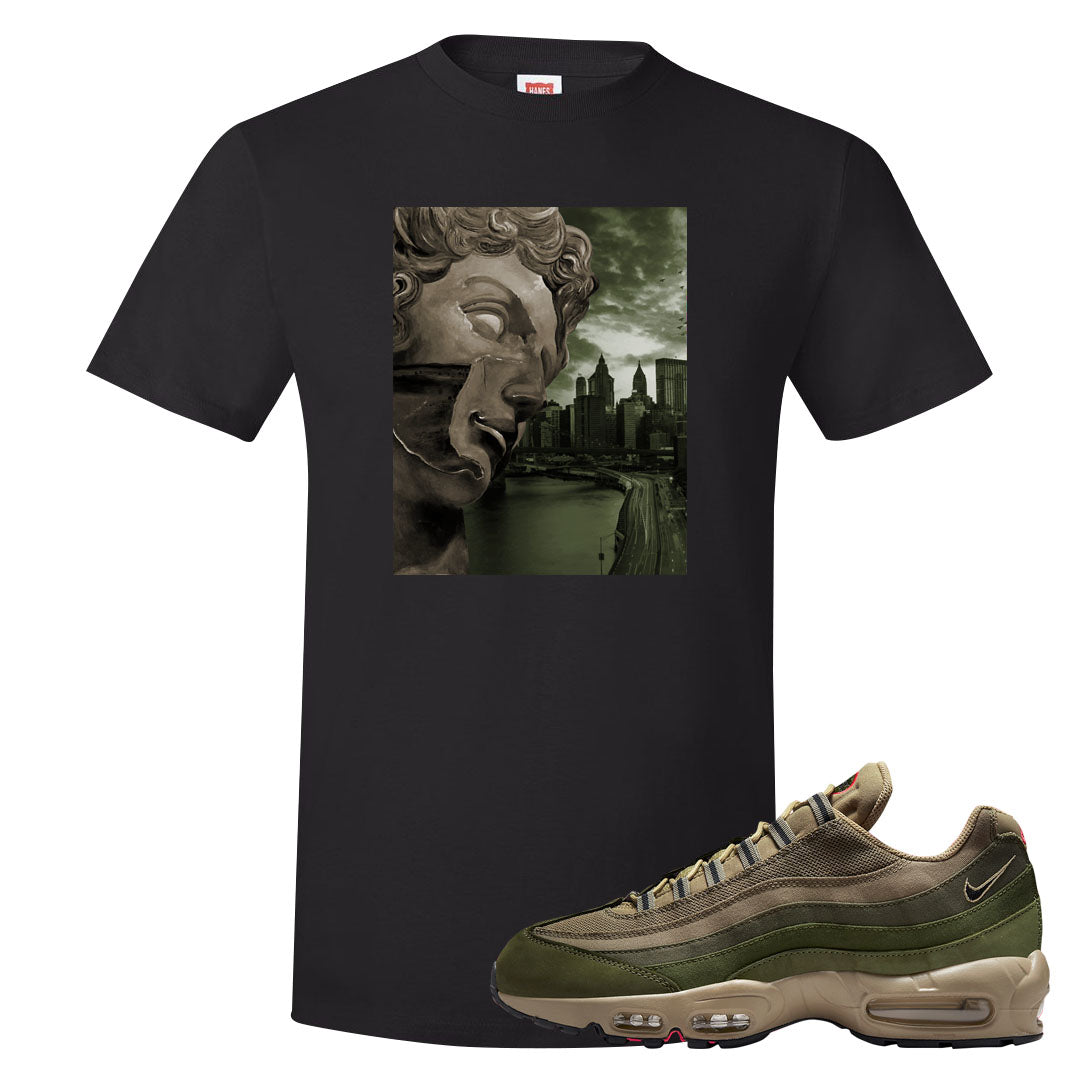 Medium Olive Rough Green 95s T Shirt | Miguel, Black