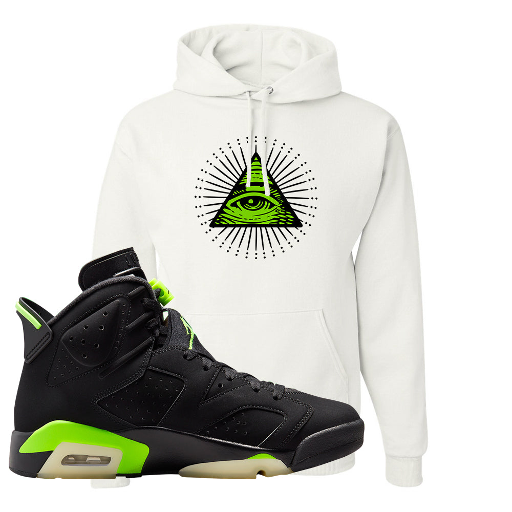 Electric Green 6s Hoodie | All Seeing Eye, White