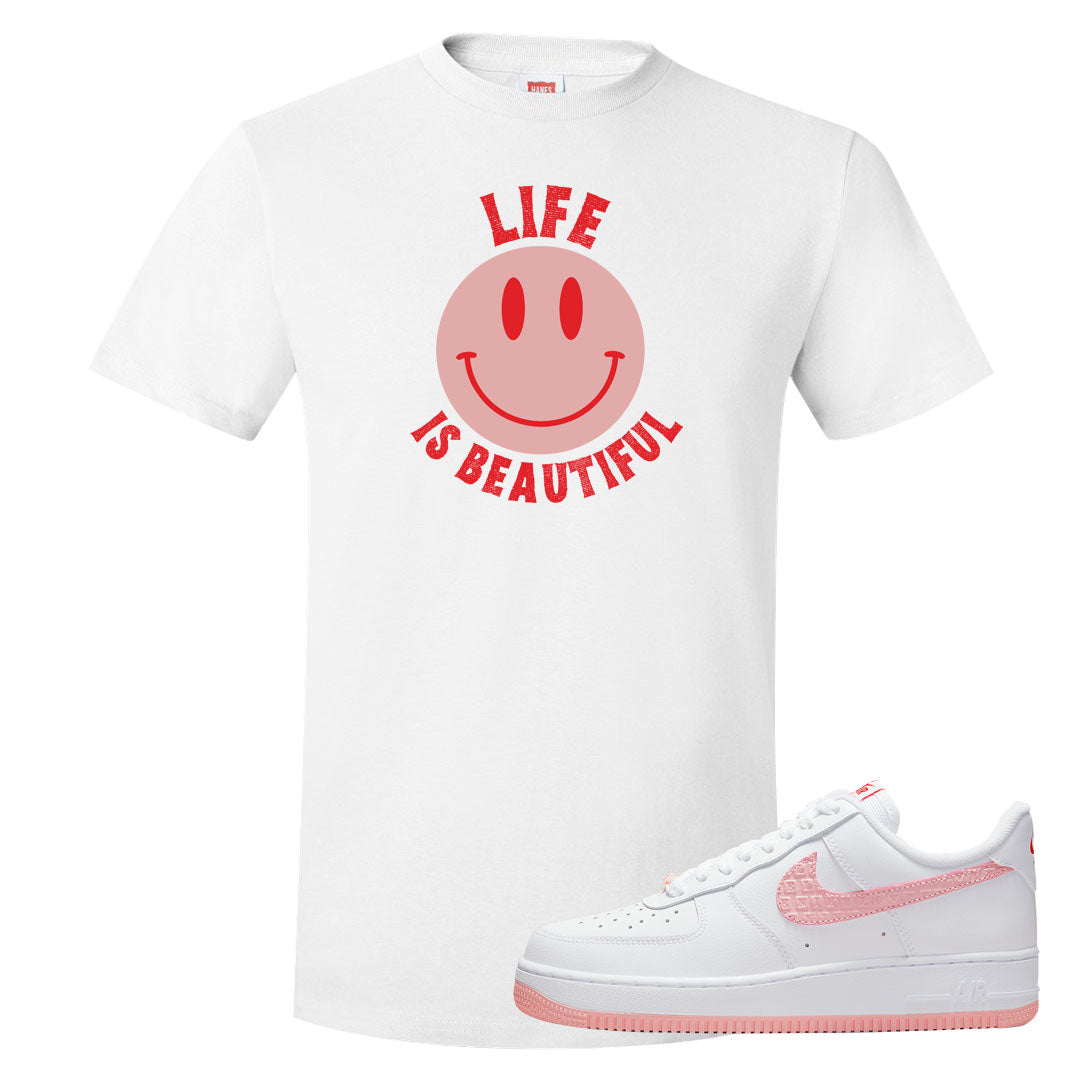 Valentine's Day 2022 AF1s T Shirt | Smile Life Is Beautiful, White