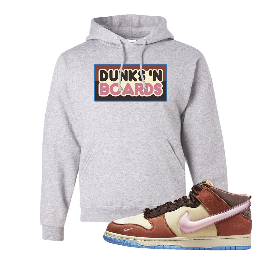 Chocolate Milk Mid Dunks Hoodie | Dunks N Boards, Ash