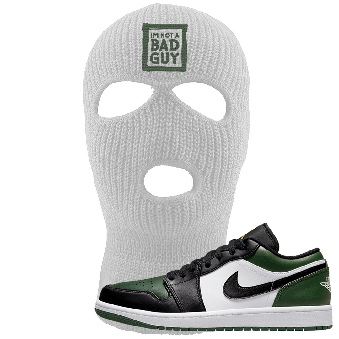 Green Toe Low 1s Ski Mask | I'm Not A Bad Guy, White