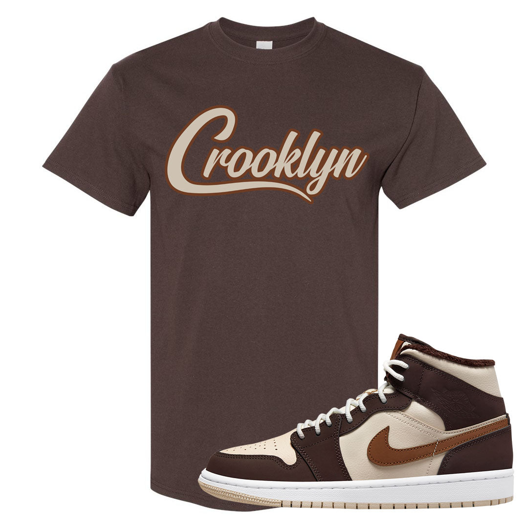 Brown Fleece Mid 1s T Shirt | Crooklyn, Chocolate