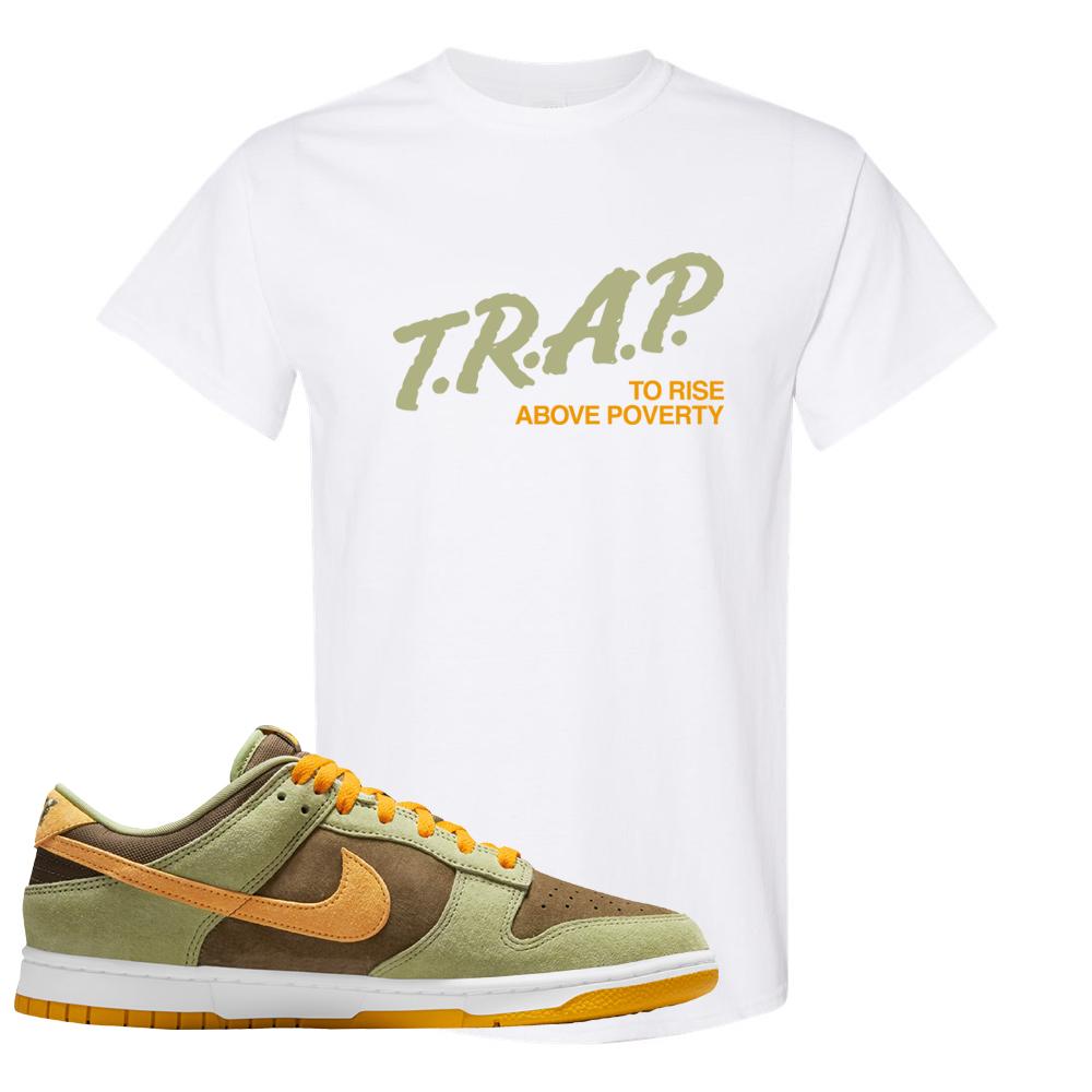 SB Dunk Low Dusty Olive T Shirt | Trap To Rise Above Poverty, White