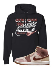 Pink Sand Mauve Mid 1s Hoodie | Drip God Racing Club, Black