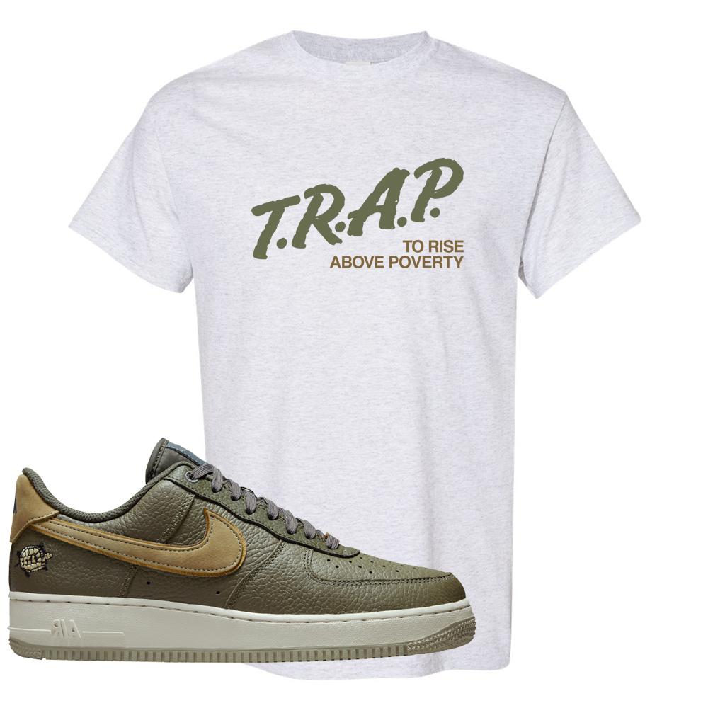 Tortoise Low AF1s T Shirt | Trap To Rise Above Poverty, Ash