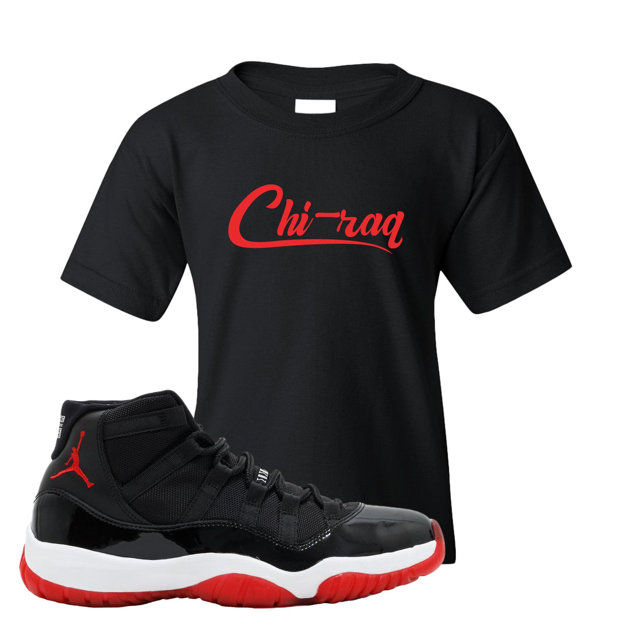 Jordan 11 Bred Chi-raq Black Sneaker Hook Up Kid's T-Shirt