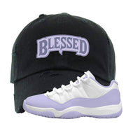 Pure Violet Low 11s Distressed Dad Hat | Blessed Arch, Black