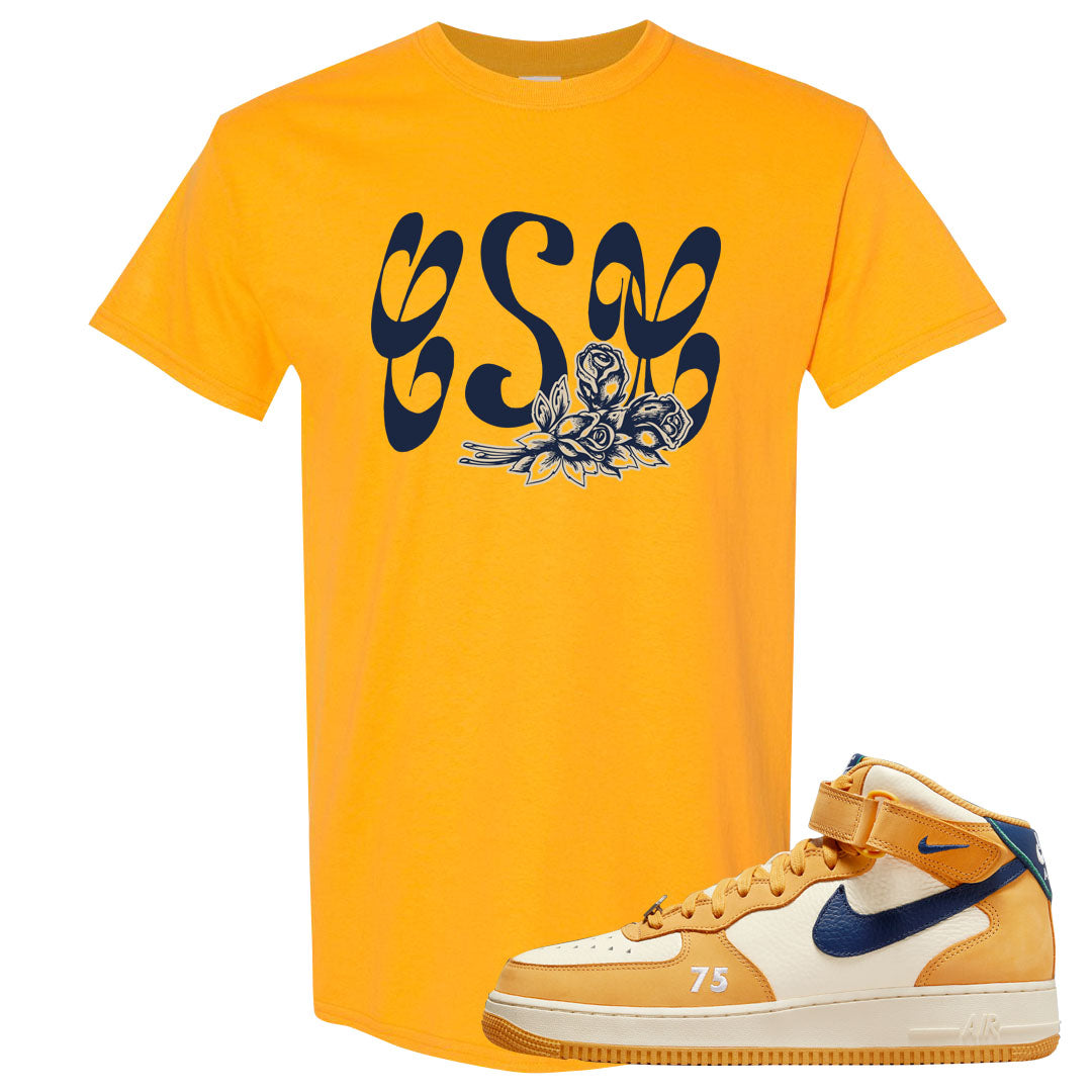 Pollen Paris Mid AF 1s T Shirt | Certified Sneakerhead, Gold