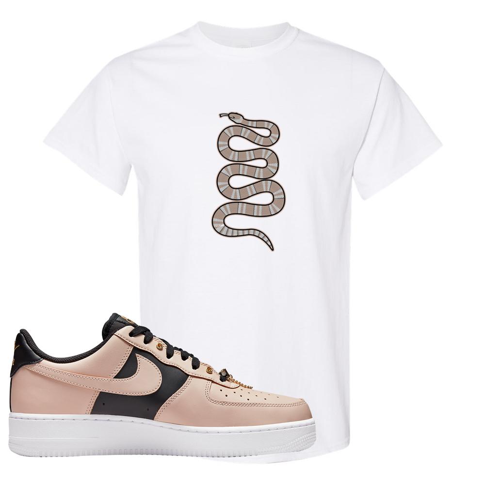 Air Force 1 Low Bling Tan Leather T Shirt | Coiled Snake, White