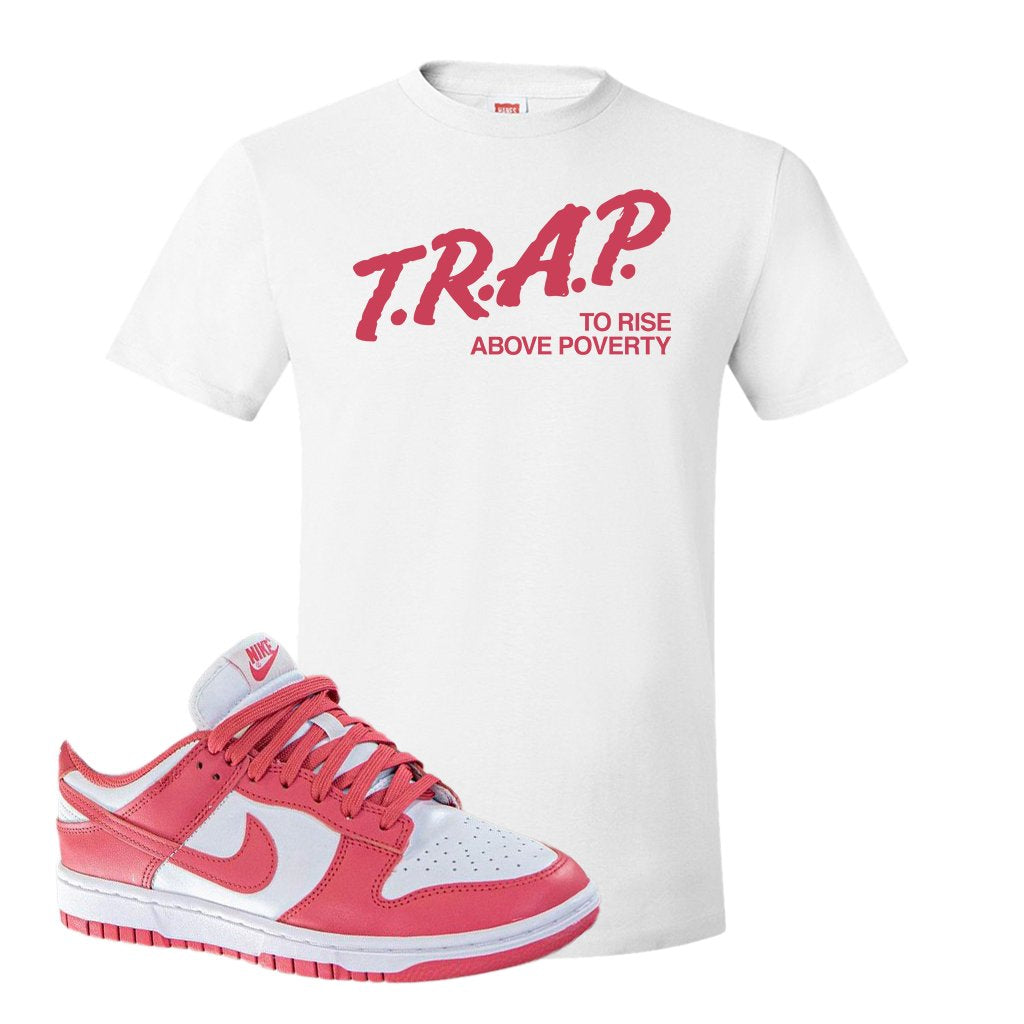 Archeo Pink Low Dunks T Shirt | Trap To Rise Above Poverty, White