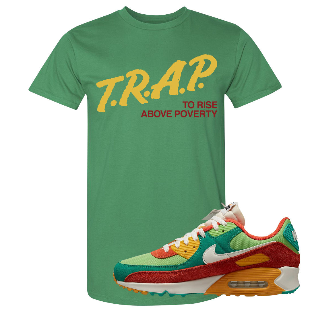 AMRC Green Orange SE 90s T Shirt | Trap To Rise Above Poverty, Kelly Green