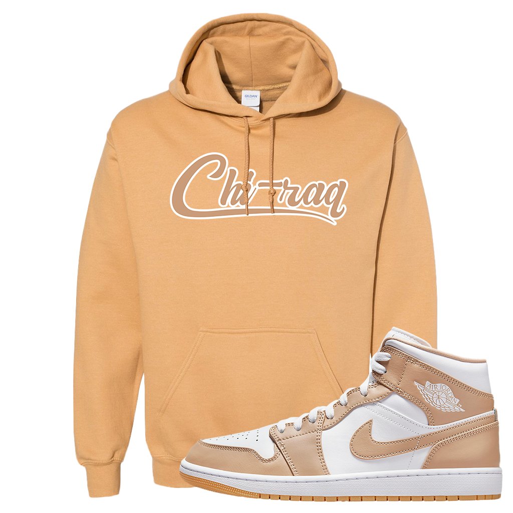 Air Jordan 1 Mid Tan Leather Hoodie | Chiraq, Old Gold