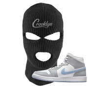 Air Jordan 1 Mid Grey Ice Blue Ski Mask | Crooklyn, Black