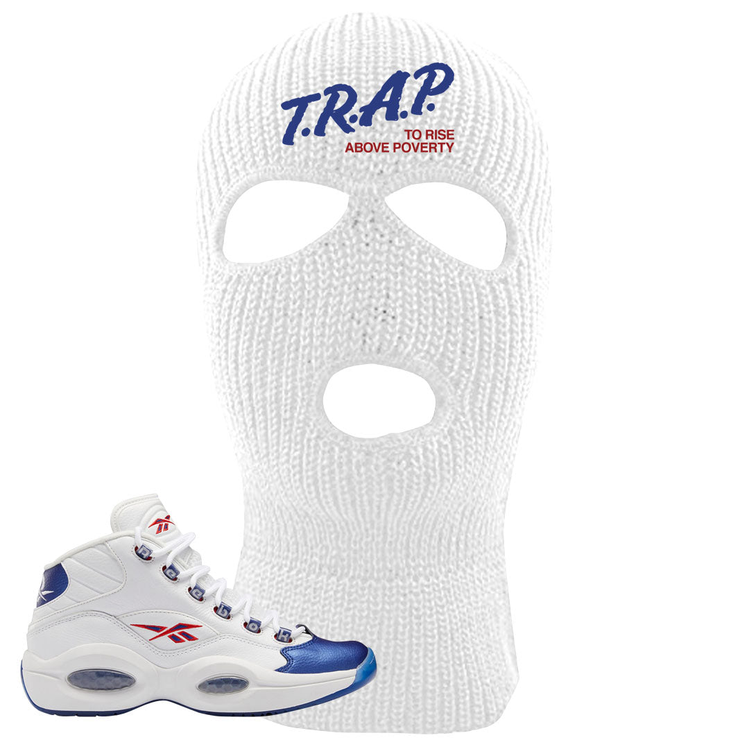 Blue Toe Question Mids Ski Mask | Trap To Rise Above Poverty, White