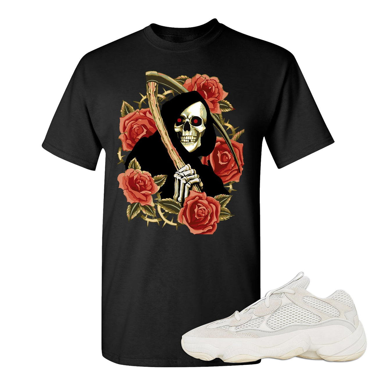 Bone White 500s T Shirt | Grim Reaper, Black