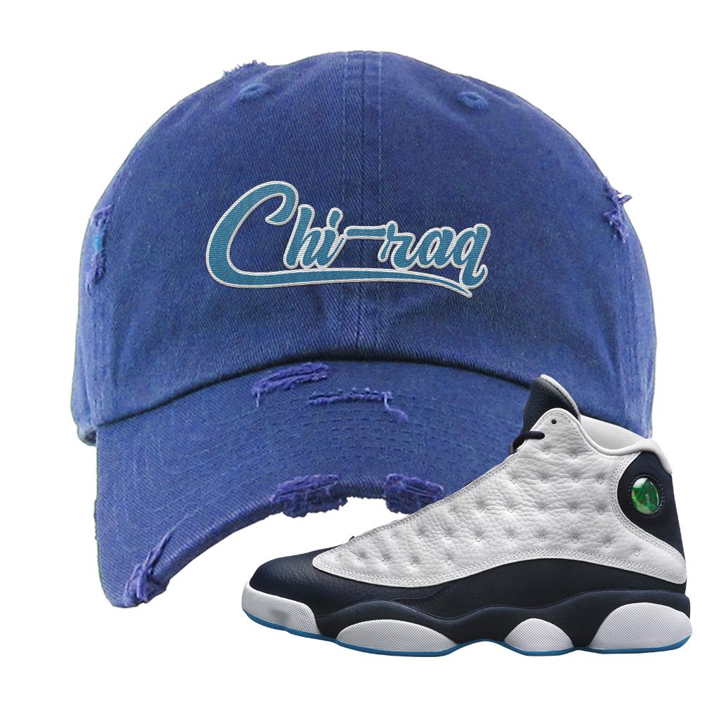 Obsidian 13s Distressed Dad Hat | Chiraq, Navy Blue