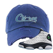 Obsidian 13s Distressed Dad Hat | Chiraq, Navy Blue