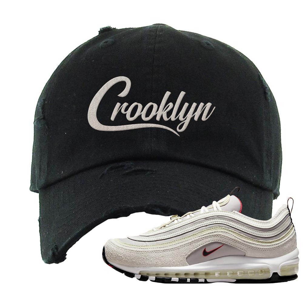 First Use Suede 97s Distressed Dad Hat | Crooklyn, Black