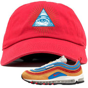 Tan AMRC 97s Dad Hat | All Seeing Eye, Red