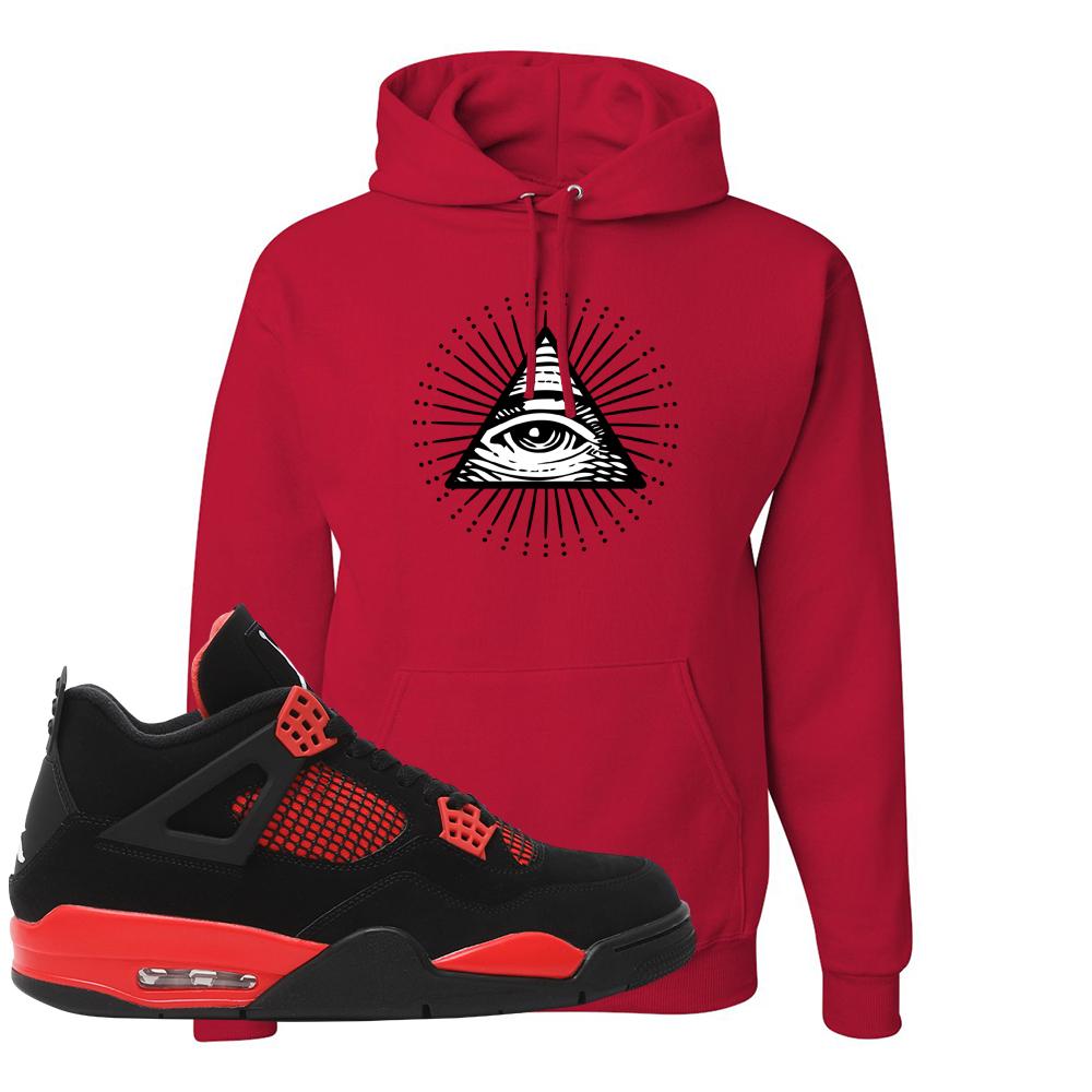 Red Thunder 4s Hoodie | All Seeing Eye, Red