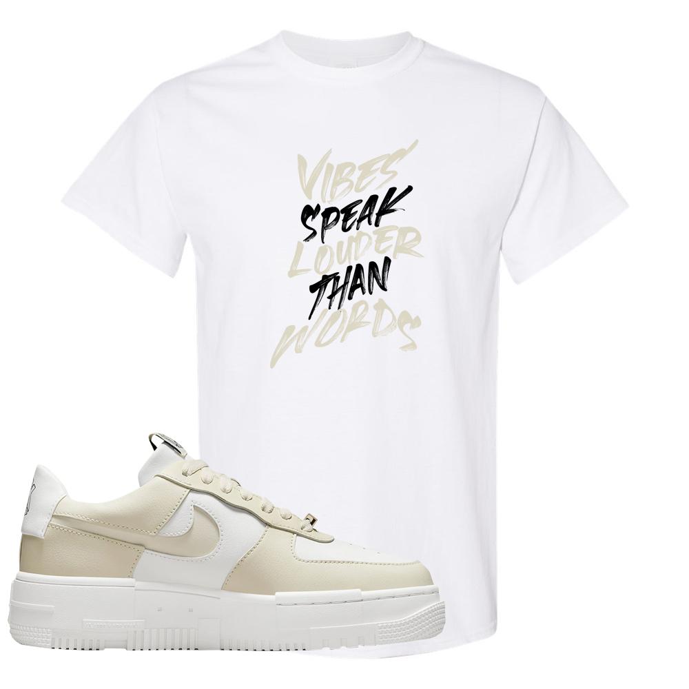 Pixel Cream White Force 1s T Shirt | Vibes Speak Louder Than Words, White