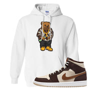 Brown Fleece Mid 1s Hoodie | Sweater Bear, White