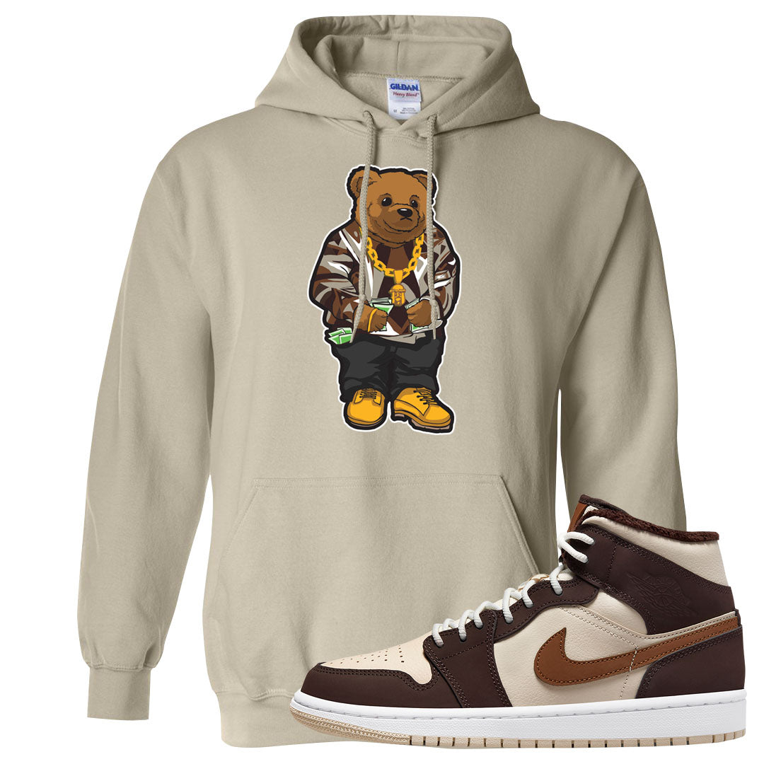 Brown Fleece Mid 1s Hoodie | Sweater Bear, Sand