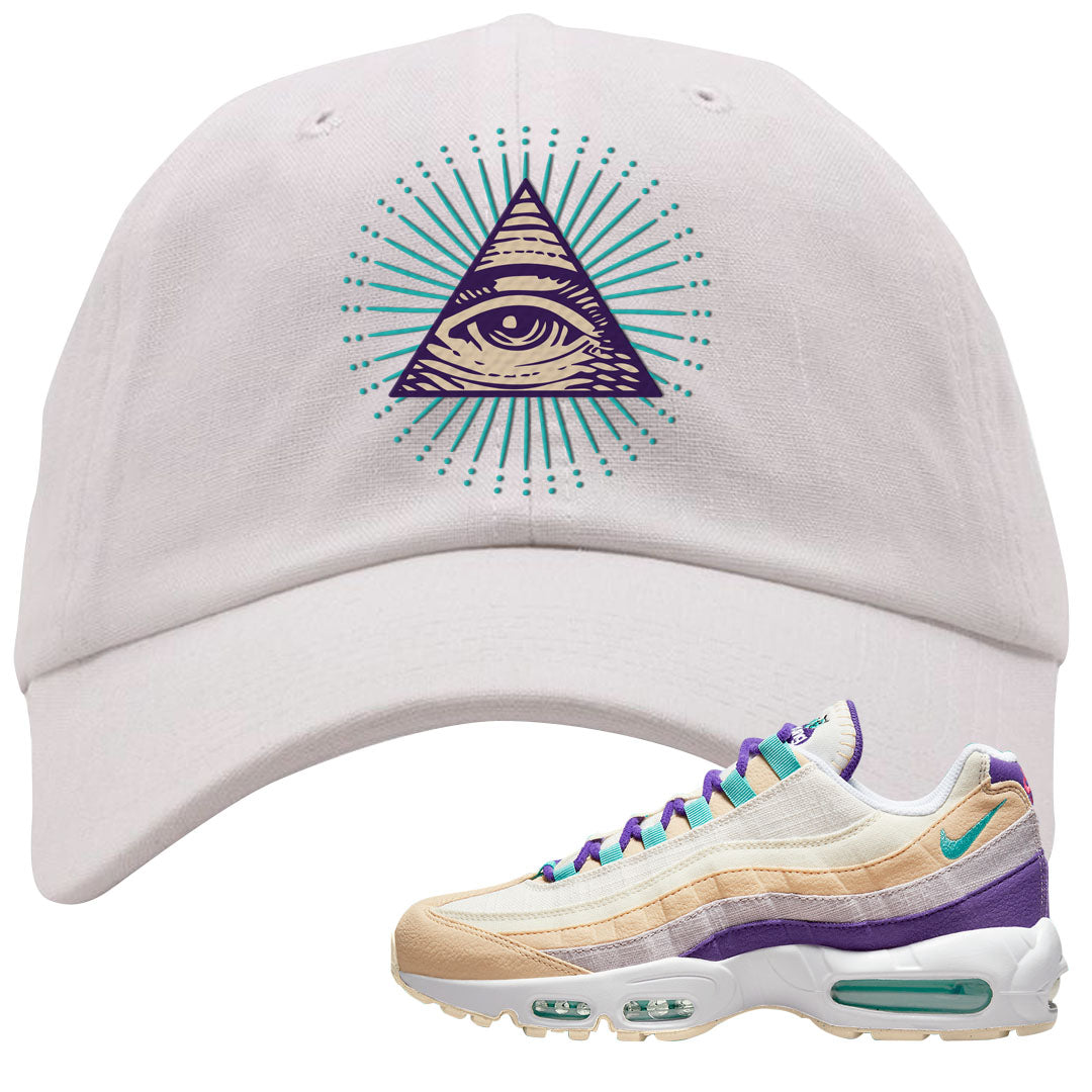 Sprung Natural Purple 95s Dad Hat | All Seeing Eye, White