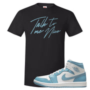 University Blue Mid 1s T Shirt | Talk To Me Nice, Black