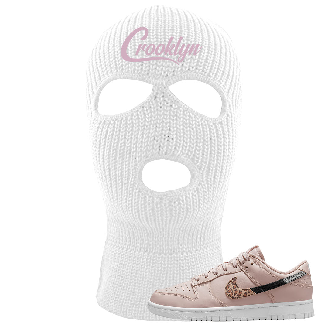 Primal Dusty Pink Leopard Low Dunks Ski Mask | Crooklyn, White
