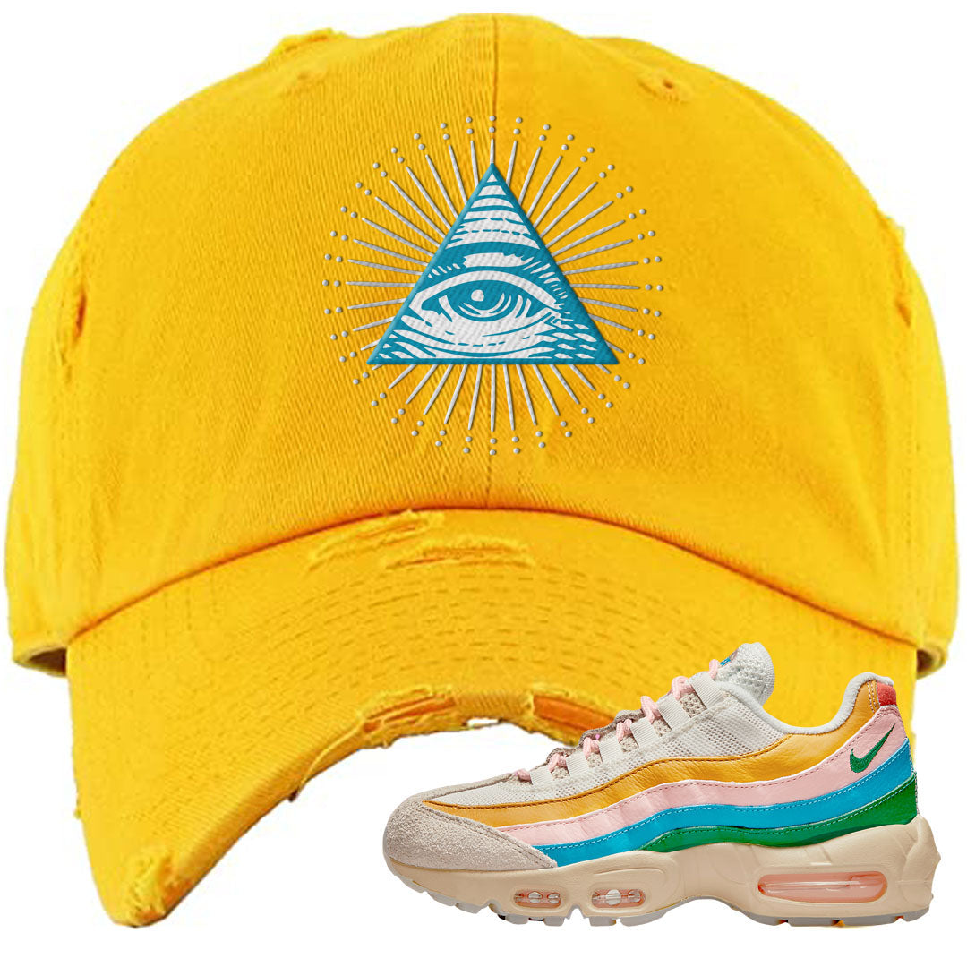 Rise Unity Sail 95s Distressed Dad Hat | All Seeing Eye, Gold