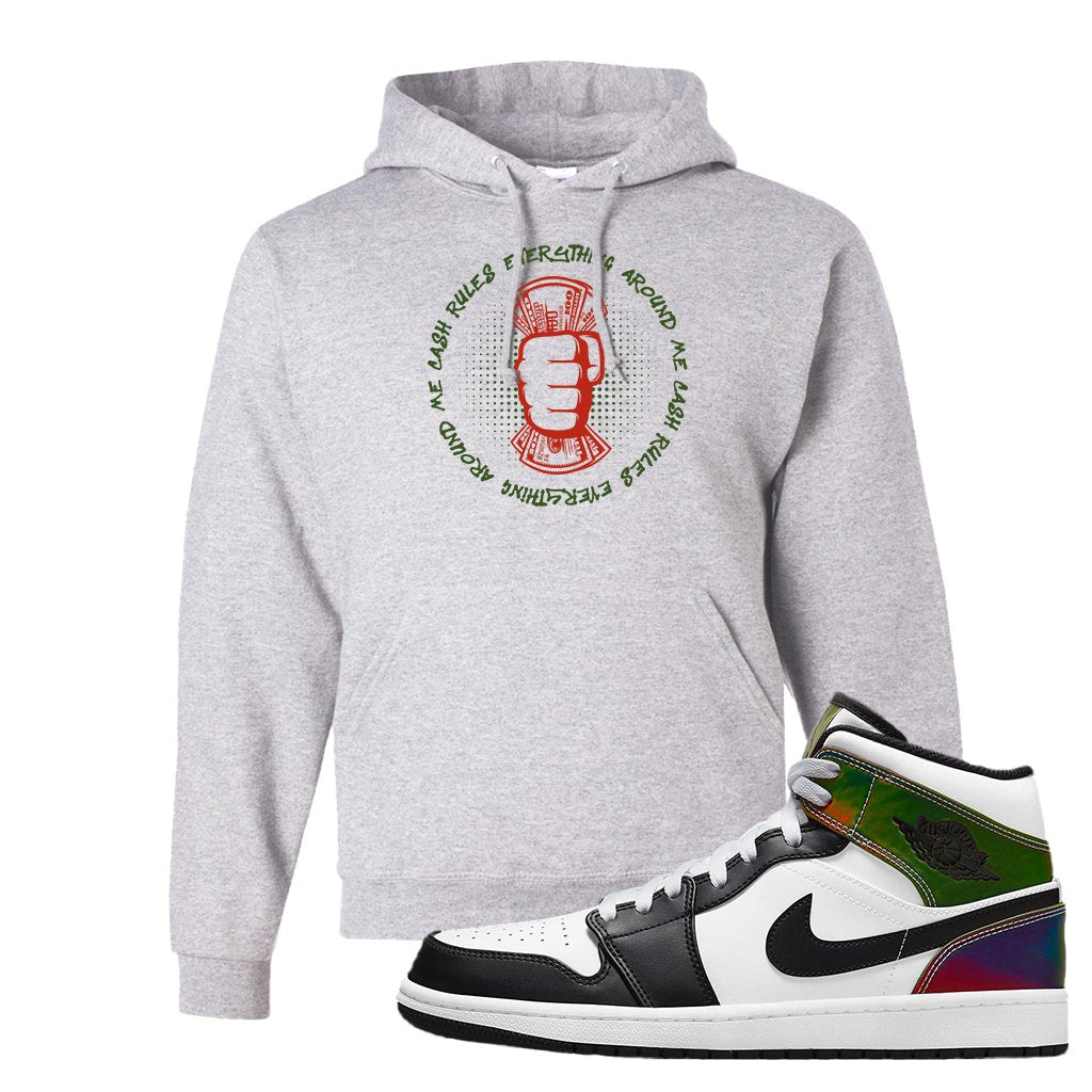 Color Change Mid 1s Hoodie | Cash Rules Everything Around Me, Ash