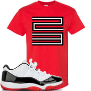 Jordan 11 Low White Black Red Sneaker Red T Shirt | Tees to match Nike Air Jordan 11 Low White Black Red Shoes | Jordan 11 23