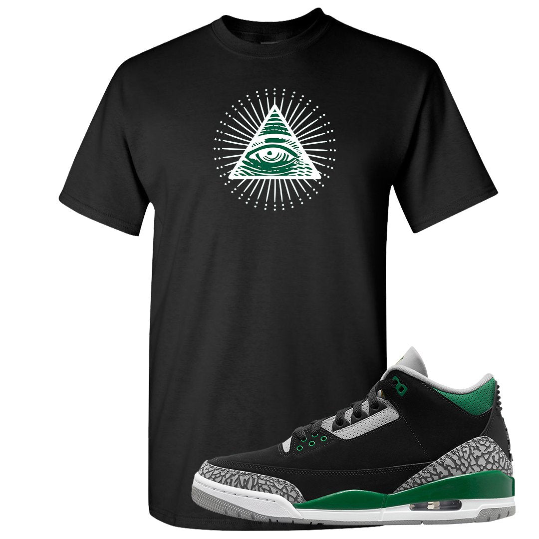 Pine Green 3s T Shirt | All Seeing Eye, Black