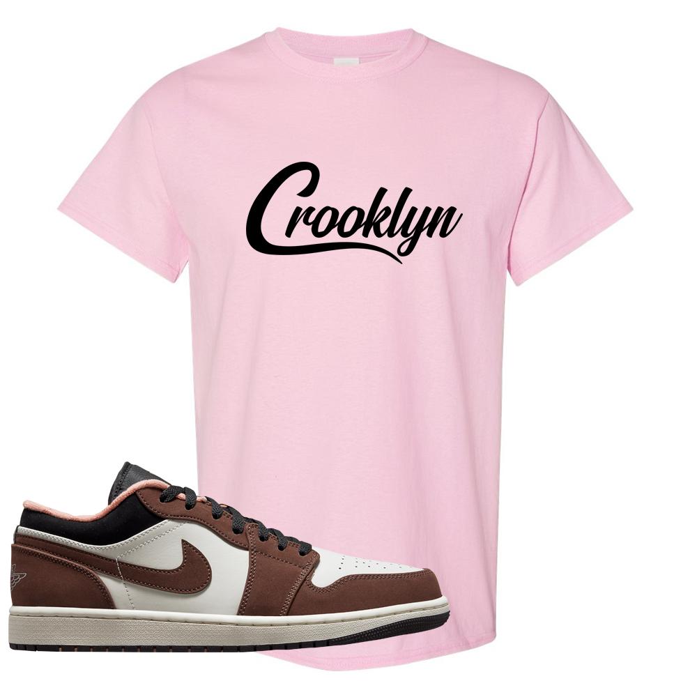 Mocha Low 1s T Shirt | Crooklyn, Light Pink