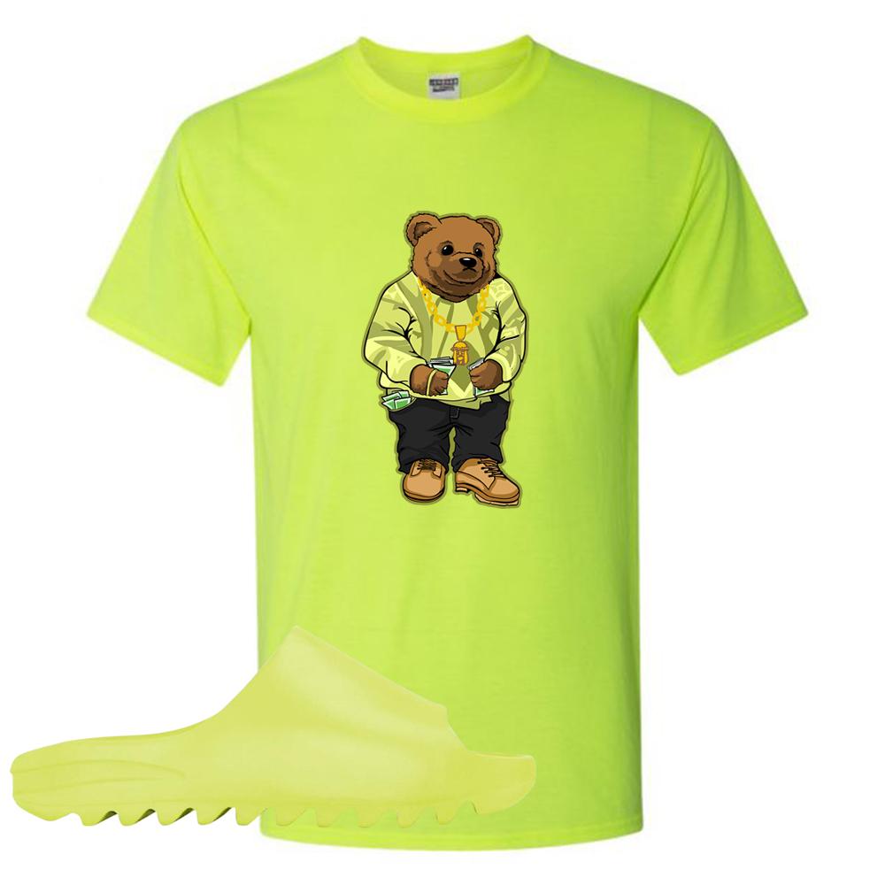 Glow Green Slides T Shirt | Sweater Bear, Safety Yellow