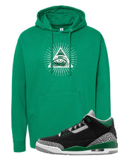 Pine Green 3s Hoodie | All Seeing Eye, Kelly Green