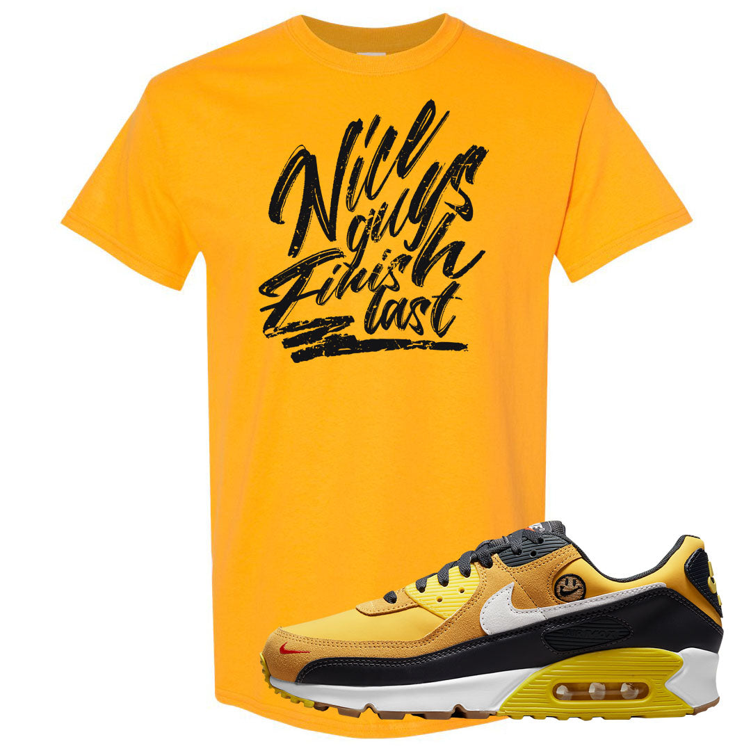 Go The Extra Smile 90s T Shirt | Nice Guys Finish Last, Gold
