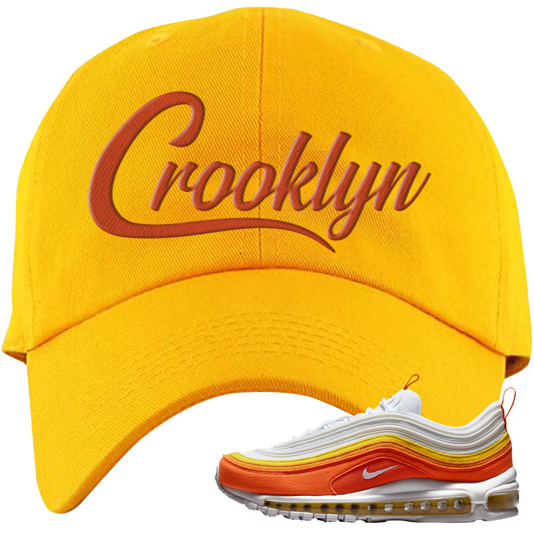 Club Orange Yellow 97s Dad Hat | Crooklyn, Gold