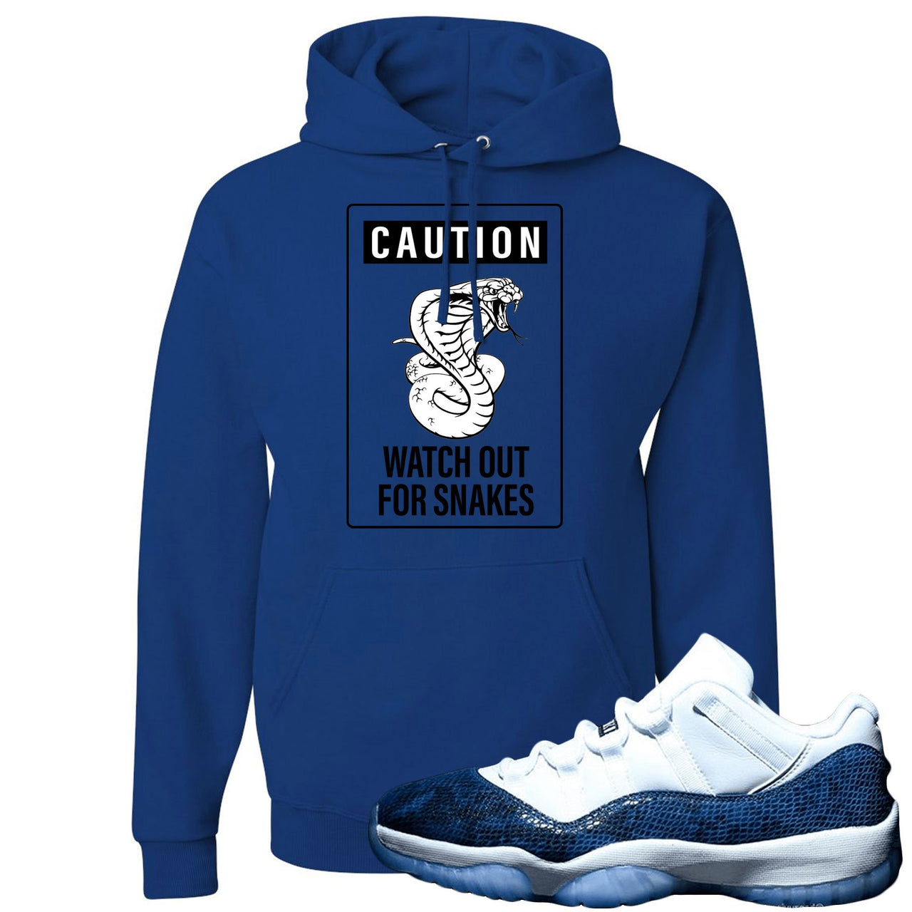 Snakeskin Low Blue 11s Hoodie | Caution of Snake, Royal Blue