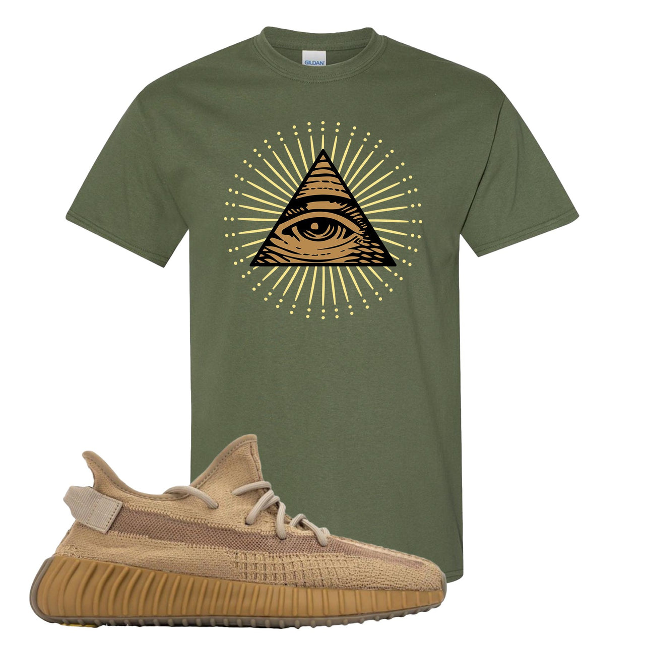Earth v2 350s T-Shirt | All Seeing Eye, Military Green