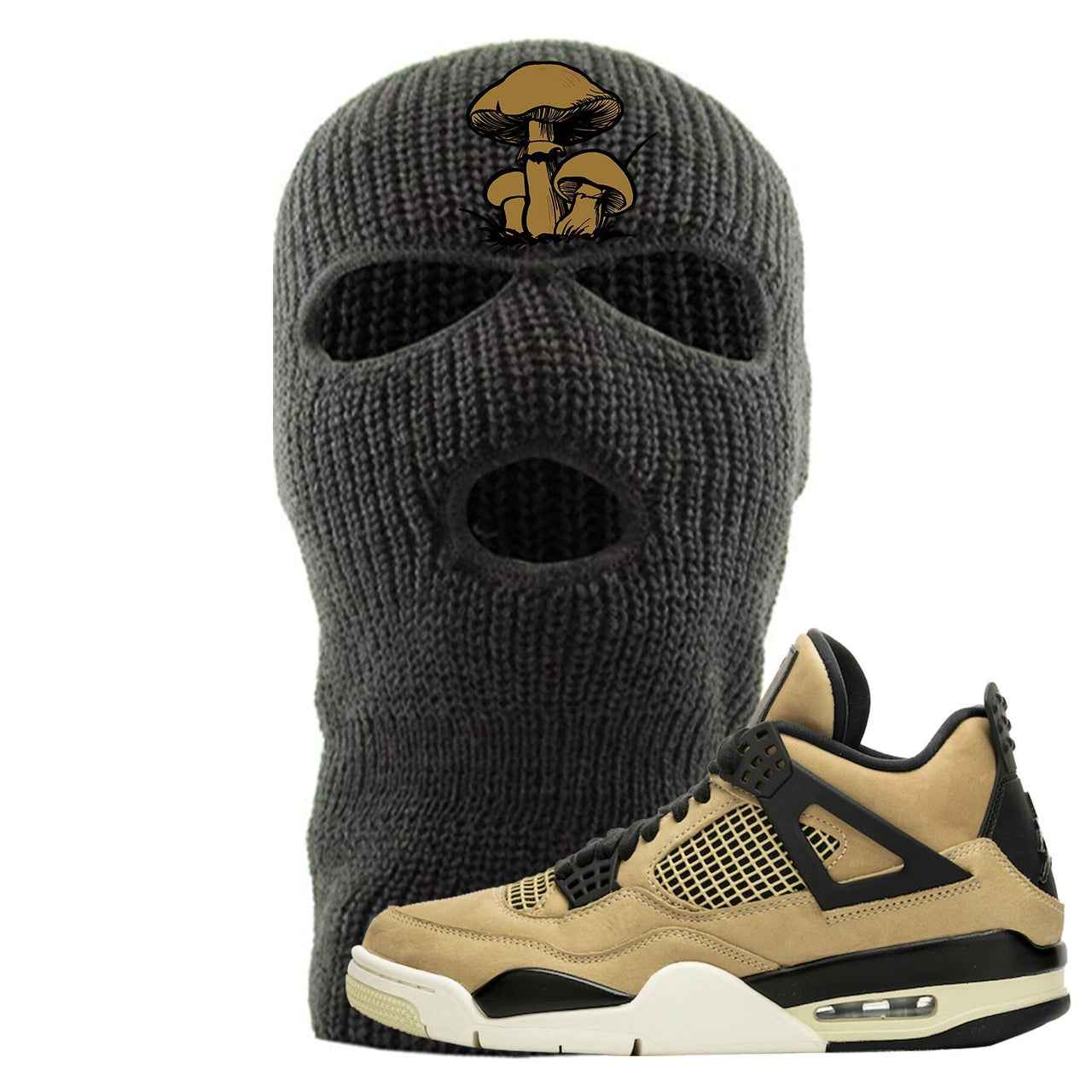 Jordan 4 WMNS Mushroom Sneaker Matching Dark Grey Eat Me Ski Mask