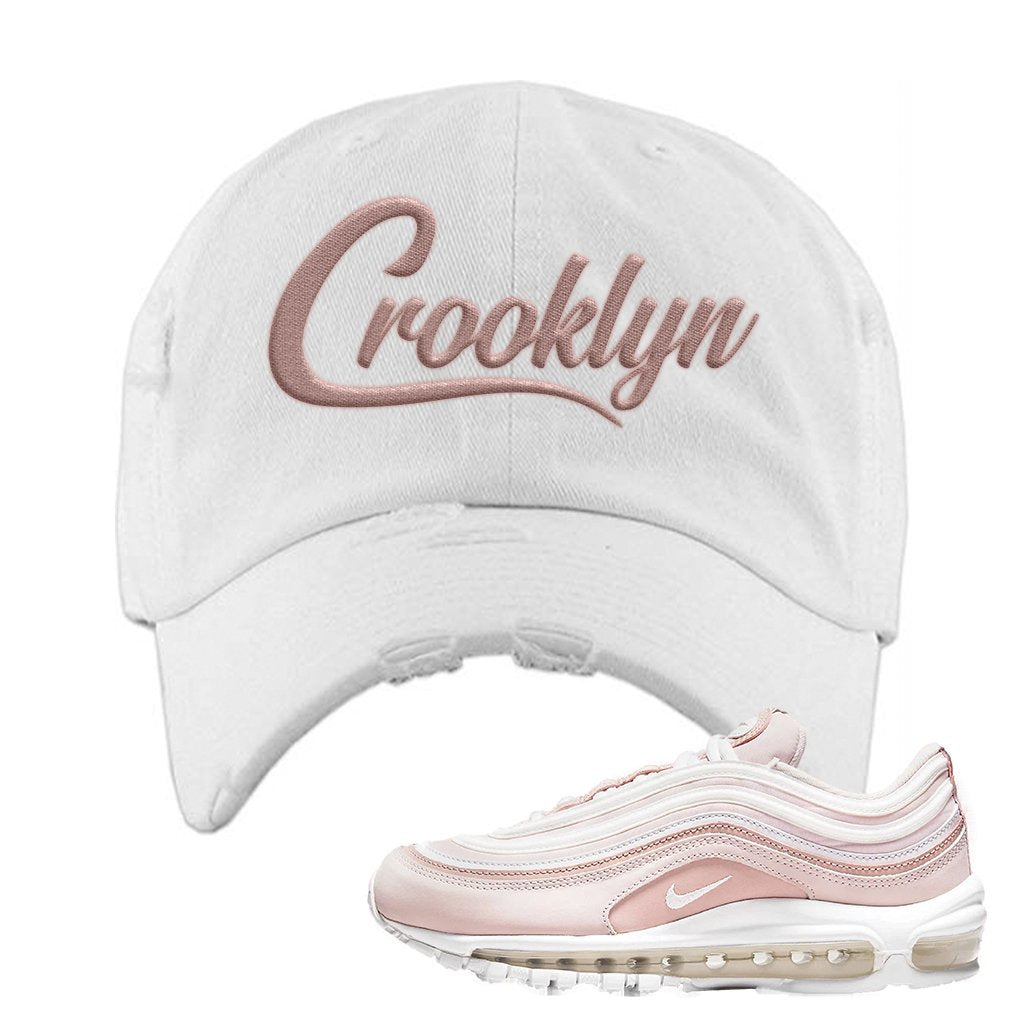 Barely Rose 97s Distressed Dad Hat | Crooklyn, White