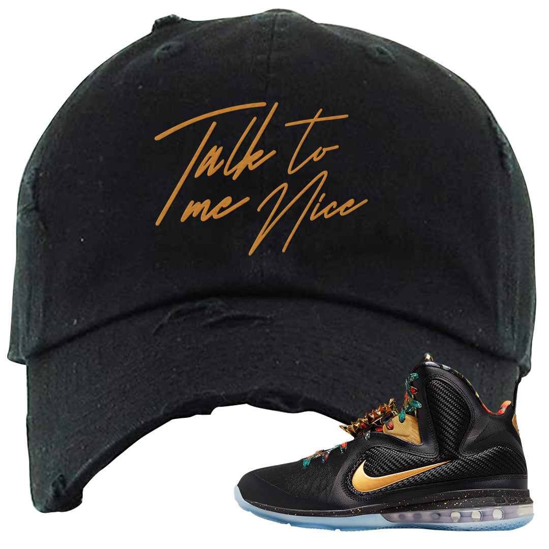 Throne Watch Bron 9s Distressed Dad Hat | Talk To Me Nice, Black