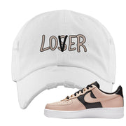 Air Force 1 Low Bling Tan Leather Distressed Dad Hat | Lover, White